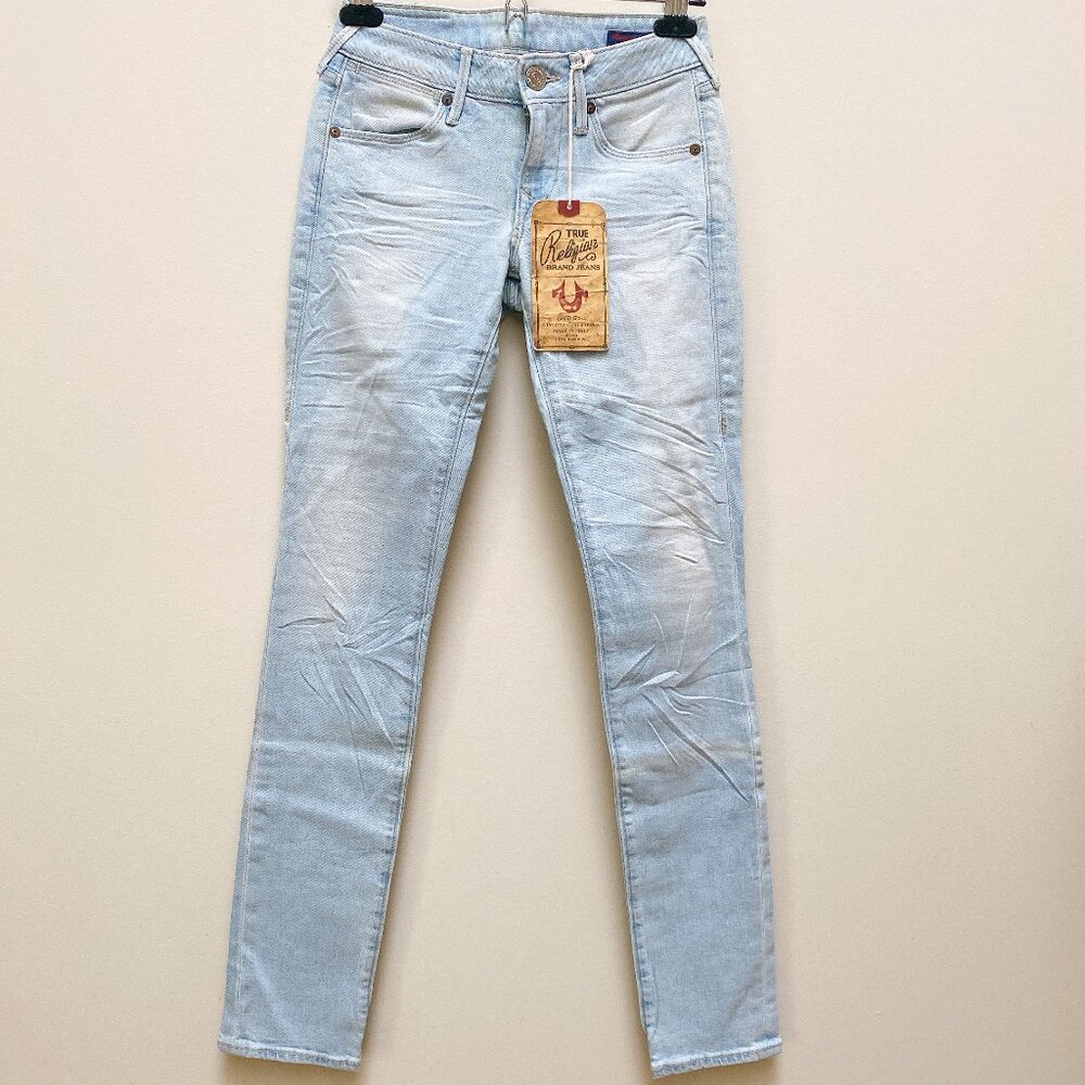 NWT True Religion Mid Rise Light Blue Straight Jean
